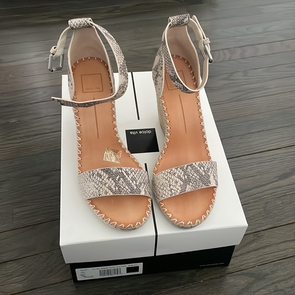 Dolce Vita Noor Snake Leather Espadrille Wedge sandal 9.5